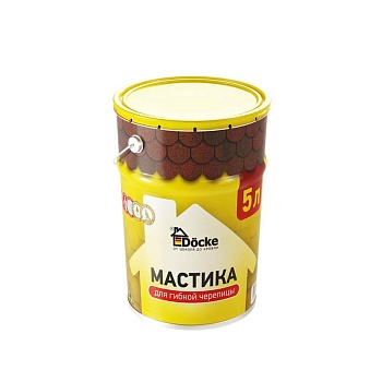 Мастика Docke для гибкой черепицы 5л. (4,2кг) Мастика Docke для гибкой черепицы 5л. (4,2кг)